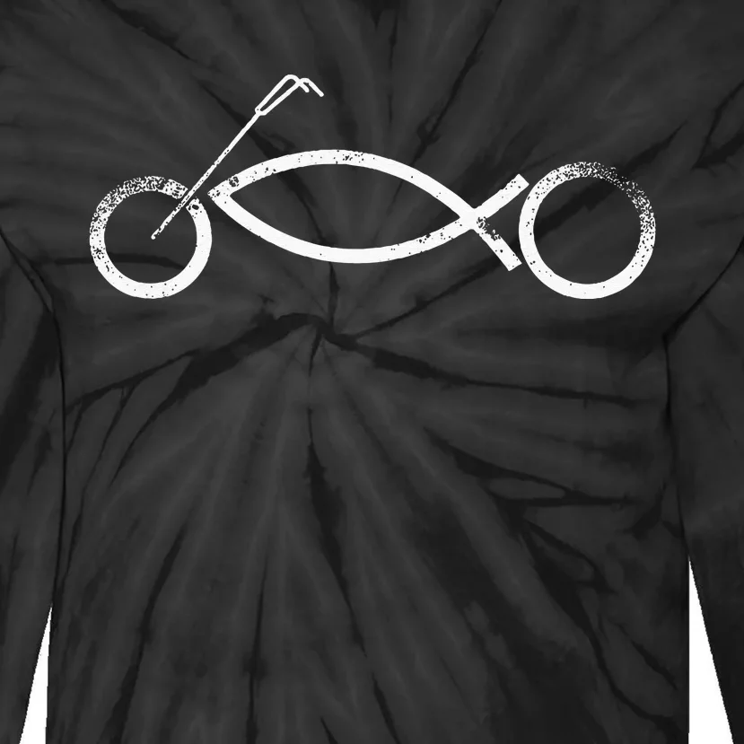 Christian Motorcycle Biker Ichthus Faith Tie-Dye Long Sleeve Shirt