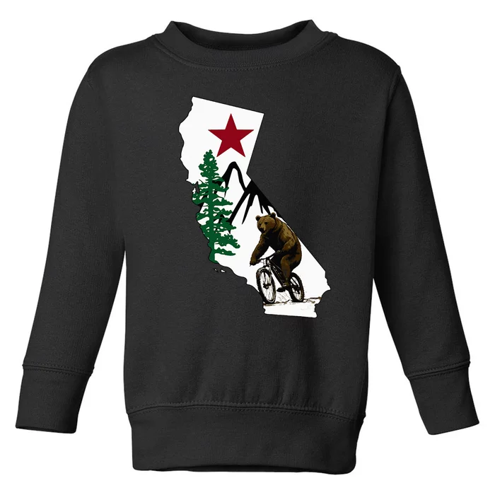 California Mountain Biking Bear Toddler Sweatshirt