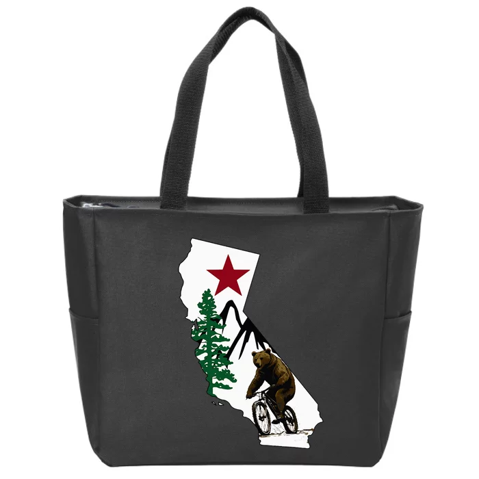 California Mountain Biking Bear Zip Tote Bag