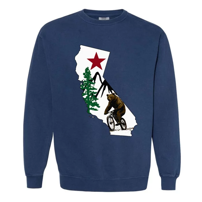 California Mountain Biking Bear Garment-Dyed Sweatshirt