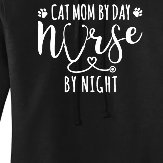 Cat Mom By Day Nurse By Night Women's Pullover Hoodie