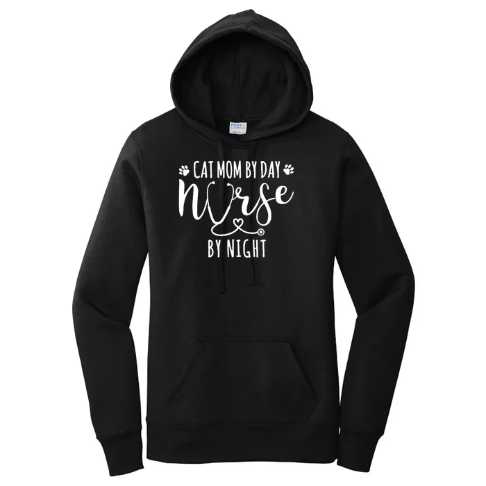 Cat Mom By Day Nurse By Night Women's Pullover Hoodie