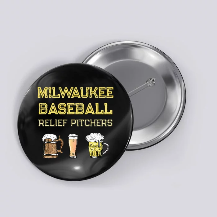 Classic Milwaukee Baseball & Beer Fan Retro Wisconsin Button