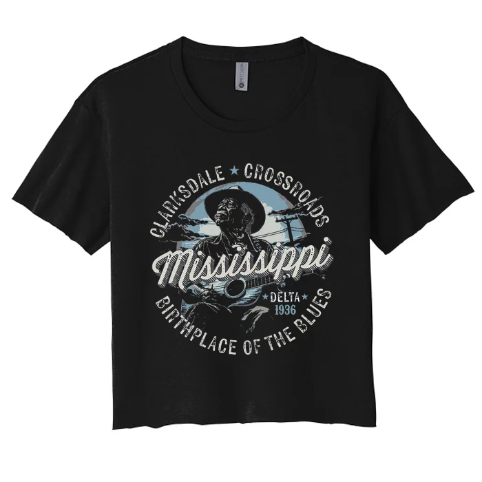 Clarksdale Mississippi Birthplace Of The Blues Women's Crop Top Tee