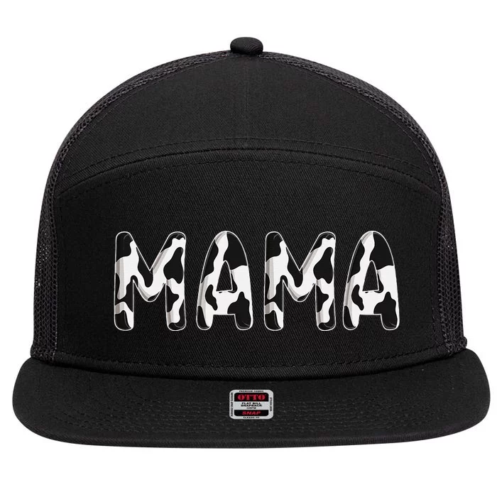 Cow Mama Birthday Family Matching Mothers Day Farm 7 Panel Mesh Trucker Snapback Hat