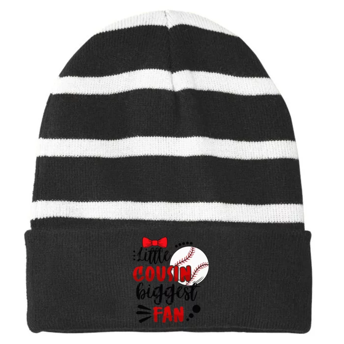 Cute Matching Baseball Family Little Cousin Biggest Fan Striped Beanie with Solid Band