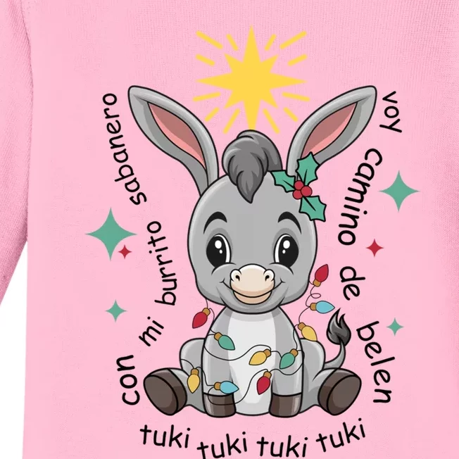 Con Mi Burrito Sabanero Mexican Tuki Tuki Donkey Latino Xmas Cute Gift Baby Long Sleeve Bodysuit