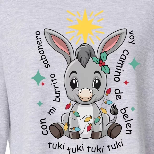 Con Mi Burrito Sabanero Mexican Tuki Tuki Donkey Latino Xmas Cute Gift Cropped Pullover Crew