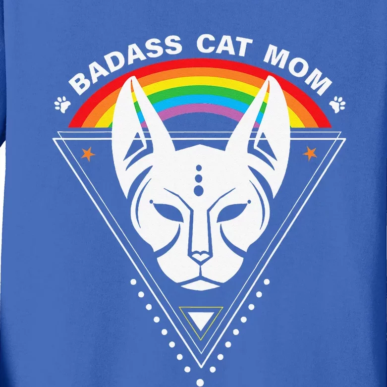 Cat Mom Badass Cat Lady LGBTQ Pride Lesbian Equality Kids Long Sleeve Shirt