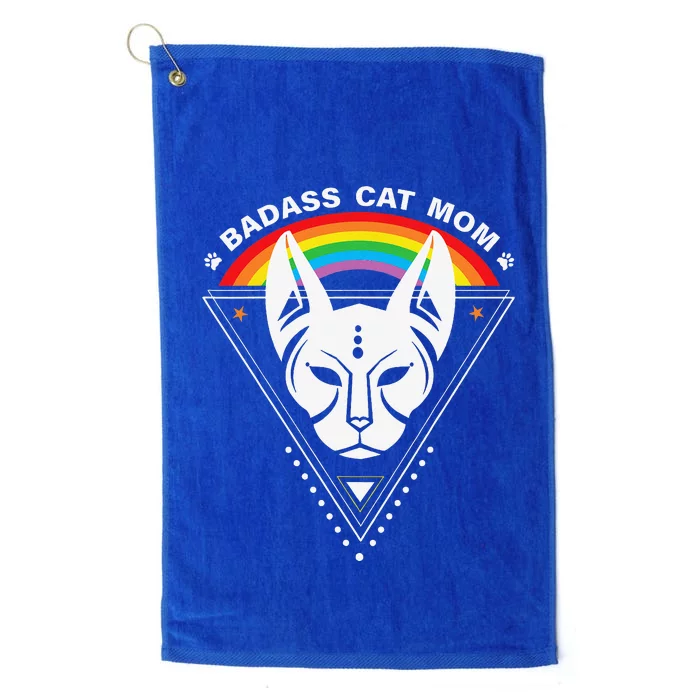 Cat Mom Badass Cat Lady LGBTQ Pride Lesbian Equality Platinum Collection Golf Towel