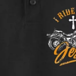 Christian Motorcycle Biker I Ride With Jesus Faith Dry Zone Grid Performance Polo