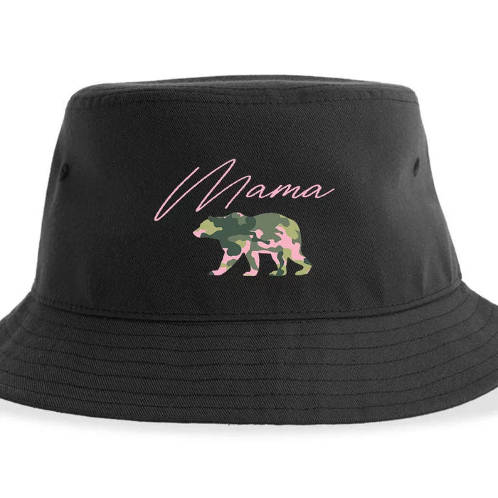 Camo Mama Bear Mama Bear Camo Bear Family Sustainable Bucket Hat