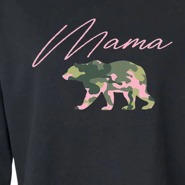 Camo Mama Bear Mama Bear Camo Bear Family Cropped Pullover Crew