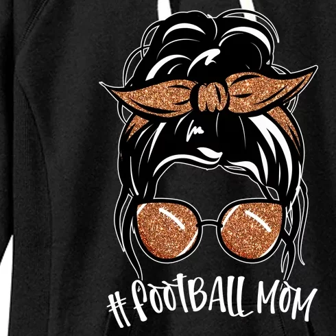 Cute Messy Bun Football Mom Women's Fleece Hoodie