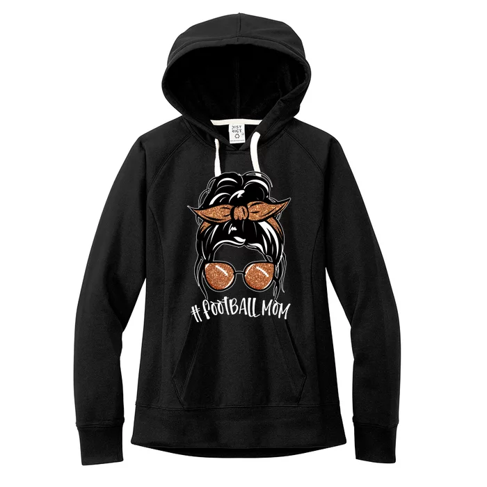 Cute Messy Bun Football Mom Women's Fleece Hoodie