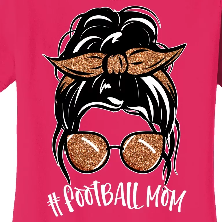 Cute Messy Bun Football Mom Women's T-Shirt