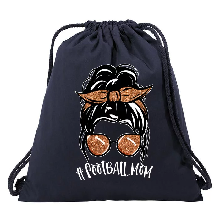 Cute Messy Bun Football Mom Drawstring Bag