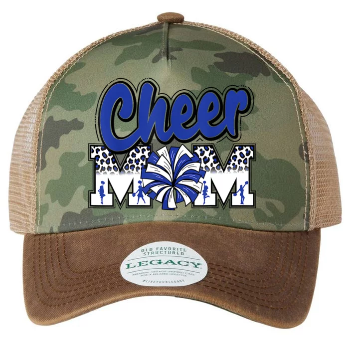 Cheer Mom Blue Leopard Letters Cheer Pom Poms Legacy Tie Dye Trucker Hat