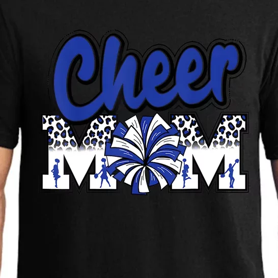 Cheer Mom Blue Leopard Letters Cheer Pom Poms Pajama Set