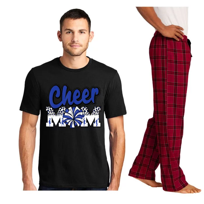 Cheer Mom Blue Leopard Letters Cheer Pom Poms Pajama Set