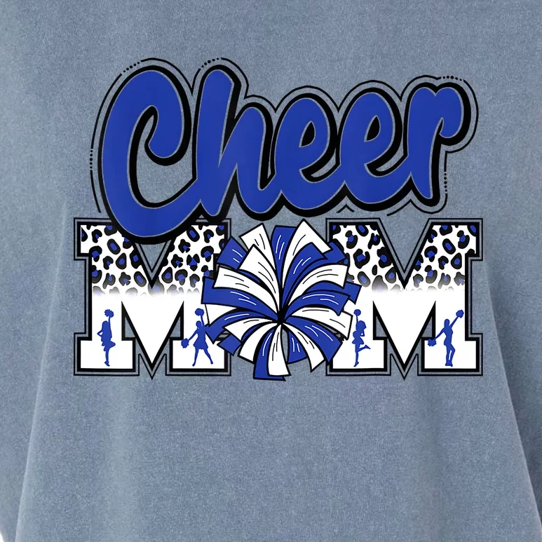 Cheer Mom Blue Leopard Letters Cheer Pom Poms Garment-Dyed Women's Muscle Tee