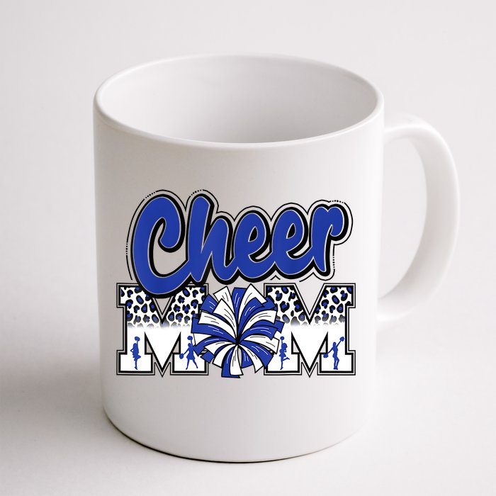 Cheer Mom Blue Leopard Letters Cheer Pom Poms Front & Back Coffee Mug