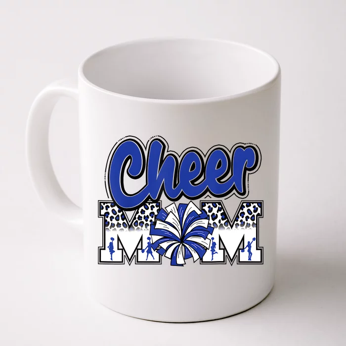 Cheer Mom Blue Leopard Letters Cheer Pom Poms Front & Back Coffee Mug