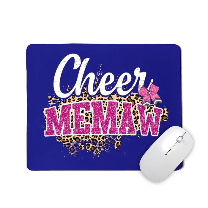 Cheer Memaw Biggest Fan Leopard Print And Pom Pom Gift Mousepad