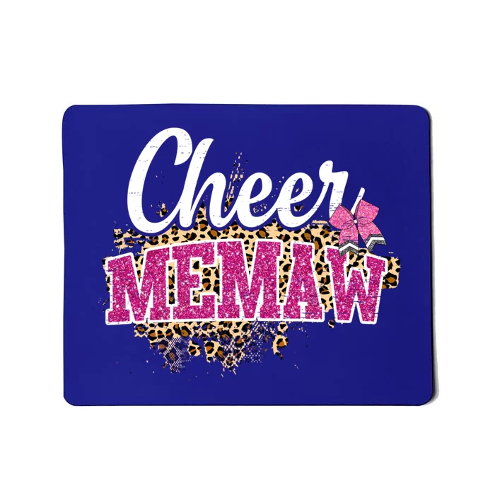 Cheer Memaw Biggest Fan Leopard Print And Pom Pom Gift Mousepad