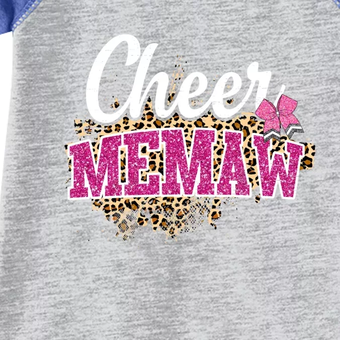 Cheer Memaw Biggest Fan Leopard Print And Pom Pom Gift Infant Baby Jersey Bodysuit