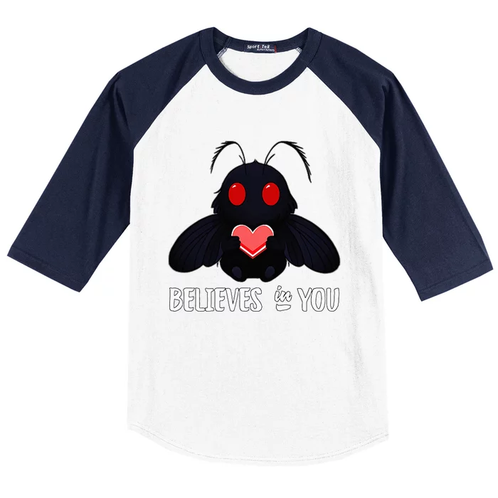 Cute Mothman Believes In You Baseball Sleeve Shirt