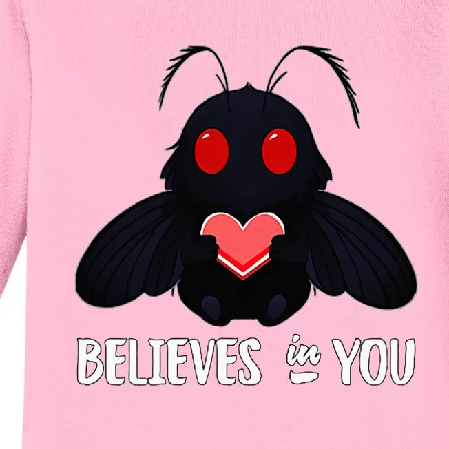 Cute Mothman Believes In You Baby Long Sleeve Bodysuit