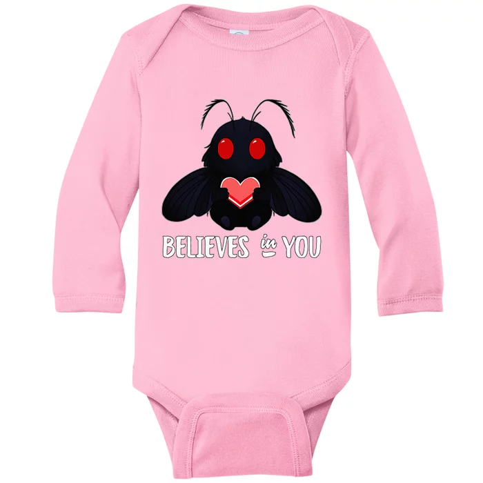 Cute Mothman Believes In You Baby Long Sleeve Bodysuit