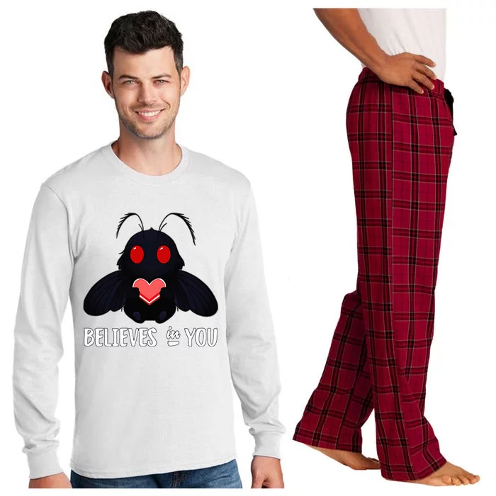 Cute Mothman Believes In You Long Sleeve Pajama Set