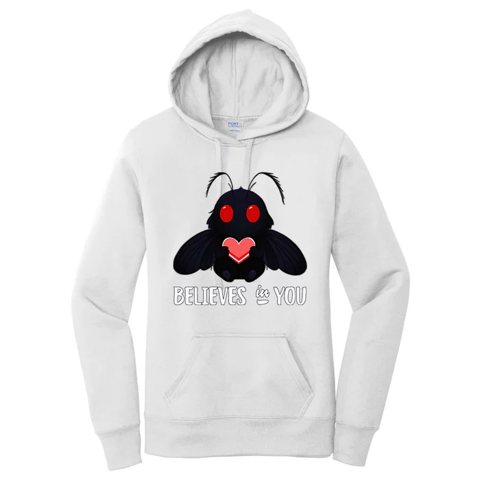 Cute Mothman Believes In You Women's Pullover Hoodie