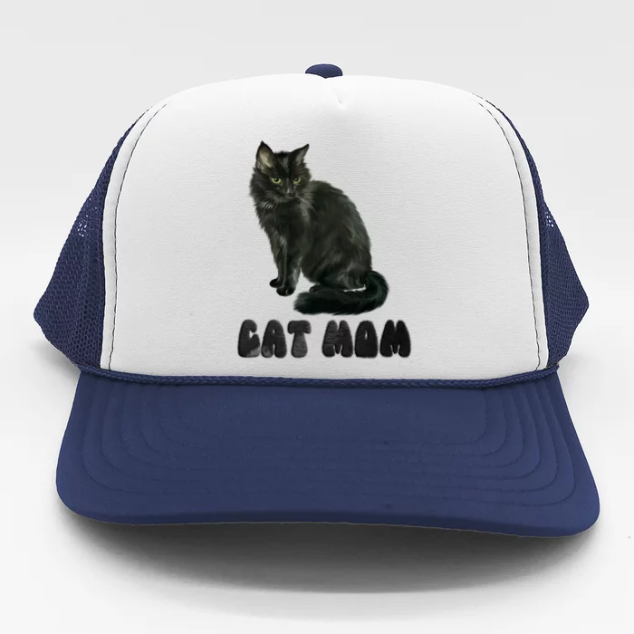 Cat Mom Black Cats Rule Fun Black Cat Mom Cute Trucker Hat