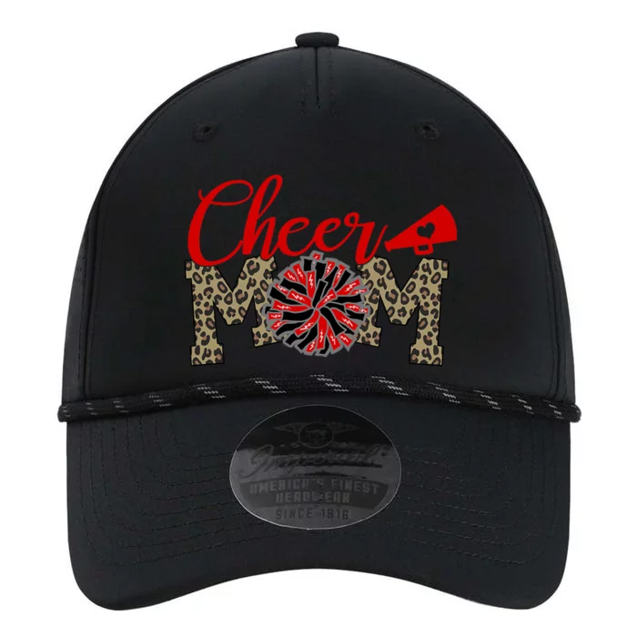 Cheer Mom Biggest Fan Leopard Print Black And Red Pom Pom Gift Performance The Dyno Cap