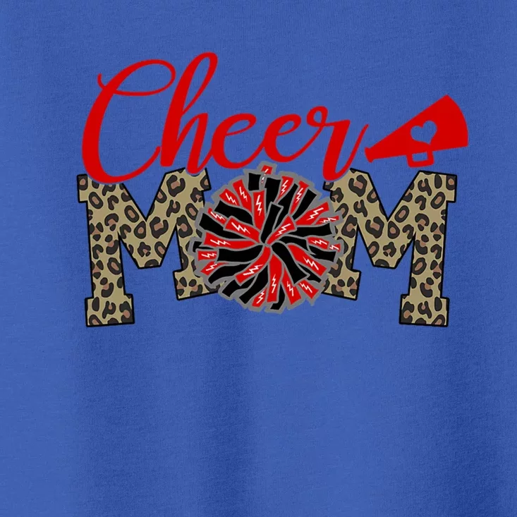 Cheer Mom Biggest Fan Leopard Print Black And Red Pom Pom Gift Toddler T-Shirt