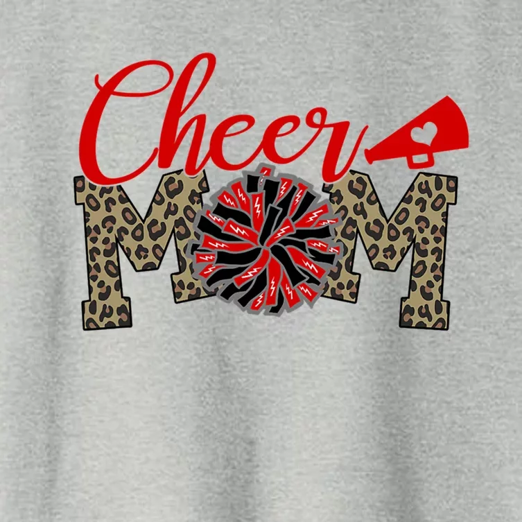 Cheer Mom Biggest Fan Leopard Print Black And Red Pom Pom Gift Women's Crop Top Tee