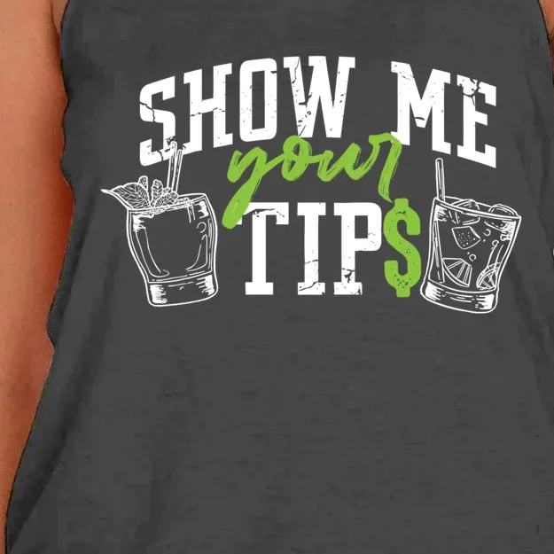 Cocktail Mixologist Bartender Show Me Your Tips Gift Women's Knotted Racerback Tank