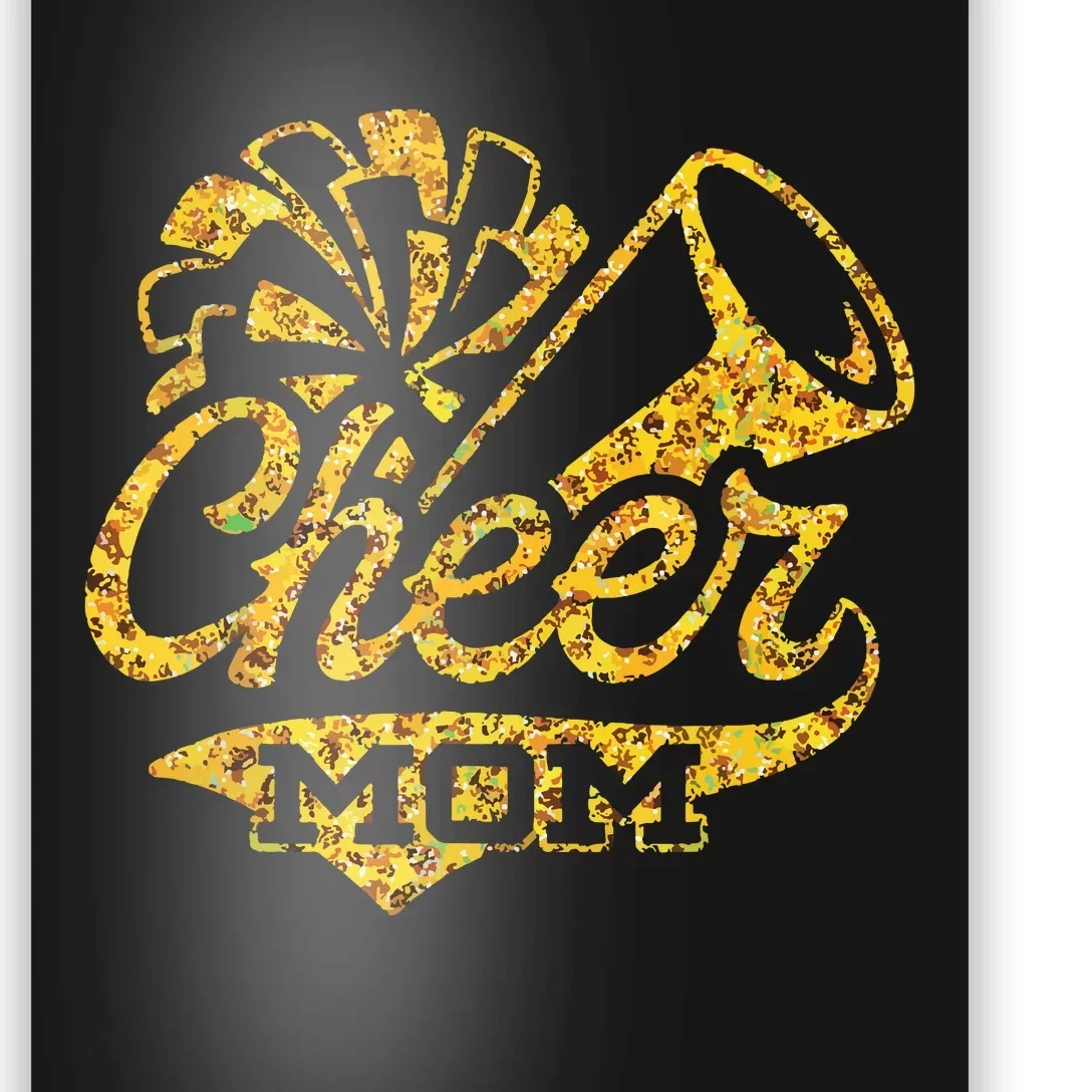 Cheer Mom Biggest Fan Cheerleader Black Yellow Gold Pom Pom Poster