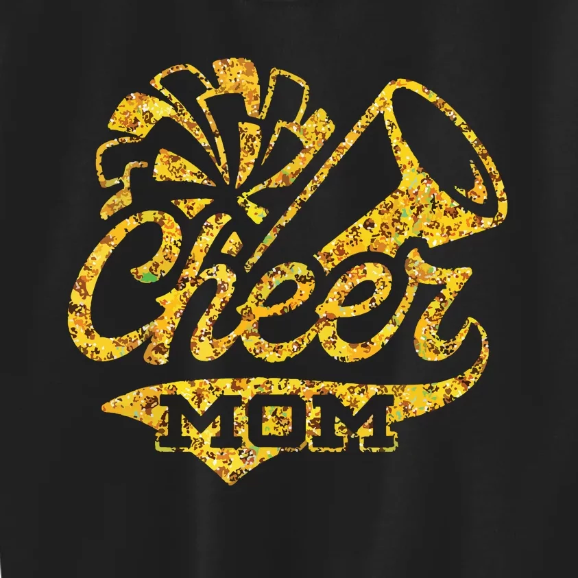 Cheer Mom Biggest Fan Cheerleader Black Yellow Gold Pom Pom Kids Sweatshirt