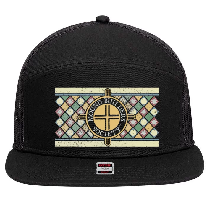 Colorful Mound Builders Society Logo Design Native American 7 Panel Mesh Trucker Snapback Hat