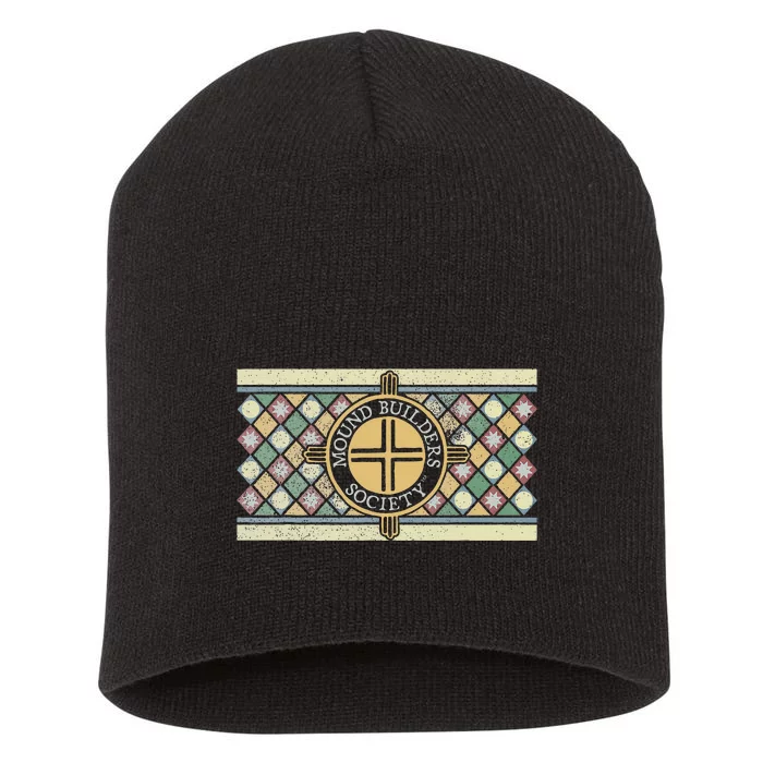 Colorful Mound Builders Society Logo Design Native American Short Acrylic Beanie