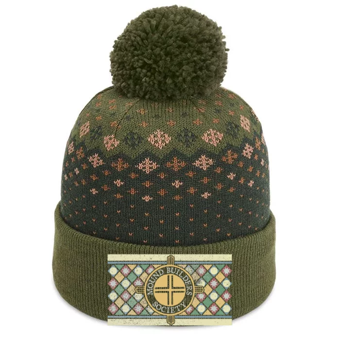 Colorful Mound Builders Society Logo Design Native American The Baniff Cuffed Pom Beanie