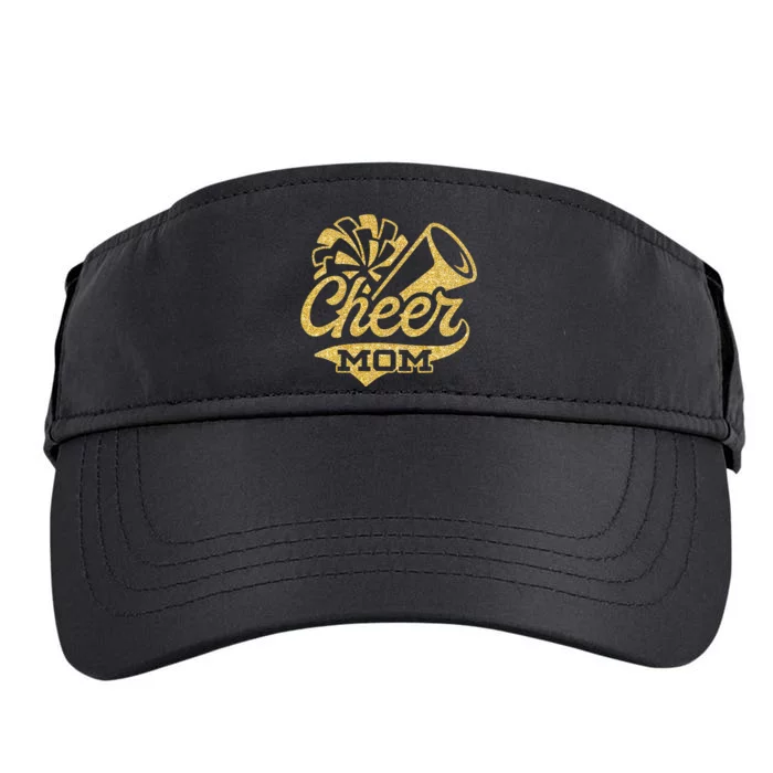 Cheer Mom Biggest Fan Cheerleader Black Yellow Gold Pom Pom Adult Drive Performance Visor