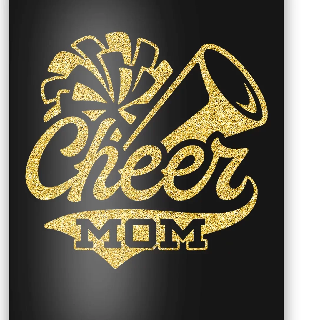 Cheer Mom Biggest Fan Cheerleader Black Yellow Gold Pom Pom Poster