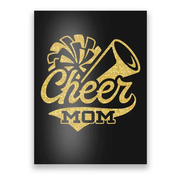 Cheer Mom Biggest Fan Cheerleader Black Yellow Gold Pom Pom Poster