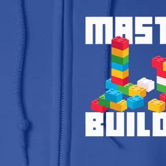 Cool Master Builder Funny Building Blocks Gift Full Zip Hoodie