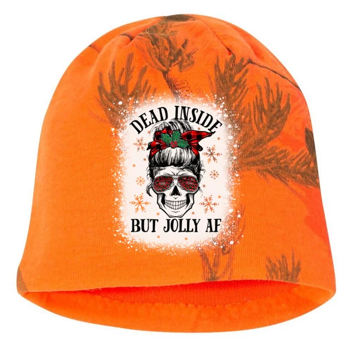 Christmas Messy Bun Skull Dead Inside But Jolly Af Gift Kati - Camo Knit Beanie